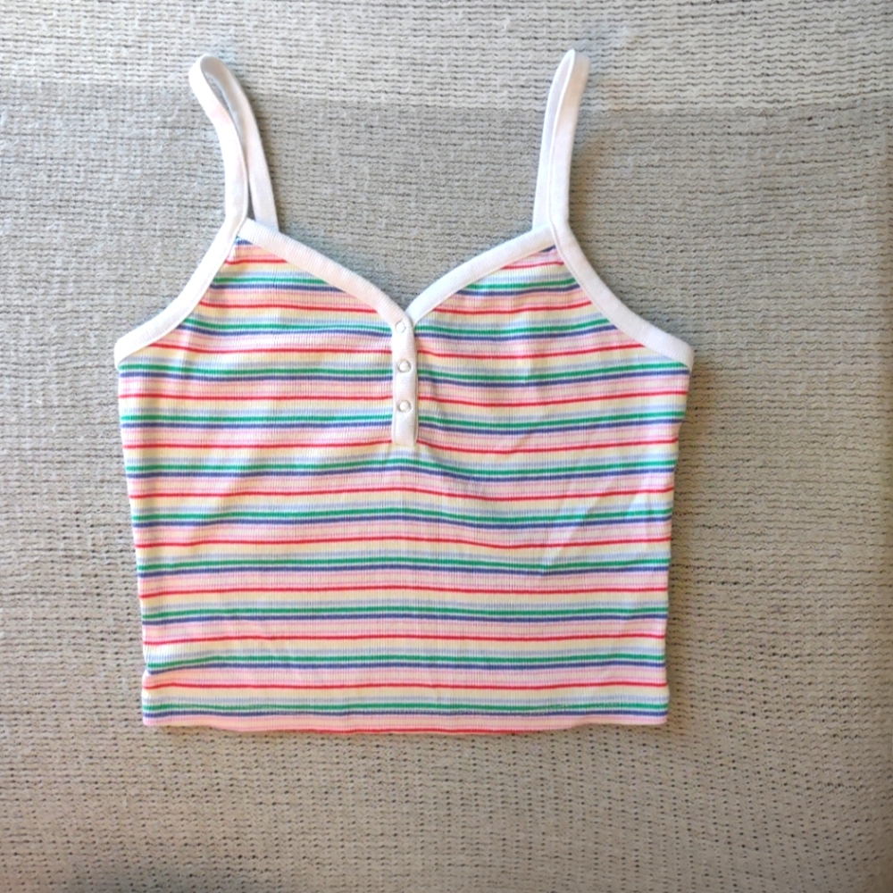 5/$25 SO rainbow striped crop tank, Size Small 3-5